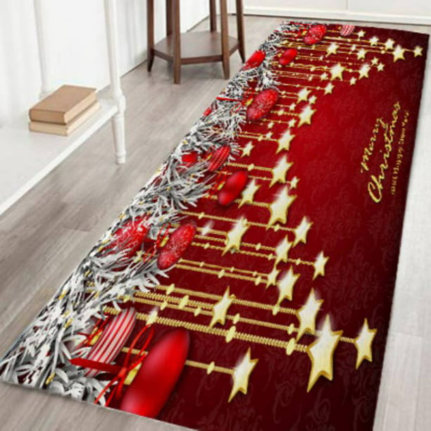 Christmas Holly Leaves and Berries Red Cardinal Birds Floor Mat Doormat Rubber Back Non-Slip Entryway Rugs for Bathroom Bedroom Kitchen Home Decor 23.6X 15.7 Inch 